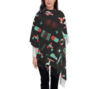 Hnnkloy Patrones de química y ciencia verde,Bufanda grande de cachemira sintética para mujer, chal ligero con borlas, 197 x 72 cm