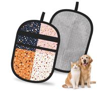 Hnnkloy Patrones vectoriales de terrazo sin Costuras, Paquete de 2 Guantes para Eliminar el Pelo de Mascotas, Guantes de Aseo antiestáticos para Perros y Gatos.