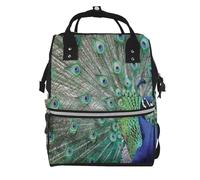 Hnnkloy Pavo real desplegando sus plumas con las alas abiertas..Mochila de maternidad de gran capacidad, bolso cambiador, mochila de viaje para actividades al aire libre.