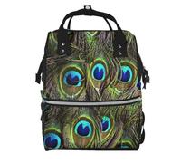 Hnnkloy Pavo real fresco.Mochila de maternidad de gran capacidad, bolso cambiador, mochila de viaje para actividades al aire libre.