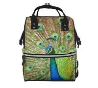 Hnnkloy Pavo real.Mochila de maternidad de gran capacidad, bolso cambiador, mochila de viaje para actividades al aire libre.