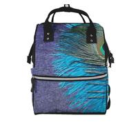 Hnnkloy Pavo real morado y verde azulado.Mochila de maternidad de gran capacidad, bolso cambiador, mochila de viaje para actividades al aire libre.