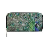 Hnnkloy Pavo Real mostrando Plumas con Las alas Abiertas,Carteras de Cuero PU de Gran Capacidad para Hombres y Mujeres.