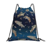 Hnnkloy Peces nadando sobre forro polar degradado.,Mochila con cordón unisex, bolsa deportiva para gimnasio, mochila informal para el día a día.