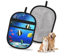 Hnnkloy Peces Plantas Naturaleza Marina Tropical Vida Algas, Paquete de 2 Guantes para Eliminar el Pelo de Mascotas, Guantes de Aseo antiestáticos para Perros y Gatos.