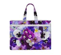 Hnnkloy Pensamiento gráfico: flores de primavera de Pascua,Bolsa de lona para documentos con cremallera, bolso de mano, maletín para la escuela y la oficina.