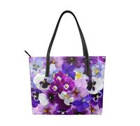 Hnnkloy Pensamiento gráfico Flores de primavera de Pascua,Bolso de mano de piel sintética, bolso tote de gran capacidad, bolso de hombro para mujer, ideal para el trabajo y los viajes.