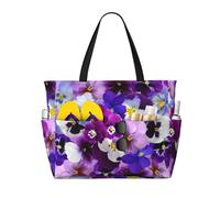 Hnnkloy Pensamiento gráfico: flores de primavera de Pascua,Bolso de playa de gran capacidad, bolso de hombro de viaje para mujer, bolso de mano impermeable.