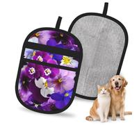 Hnnkloy Pensamiento gráfico Flores de Primavera de Pascua, Paquete de 2 Guantes para Eliminar el Pelo de Mascotas, Guantes de Aseo antiestáticos para Perros y Gatos.