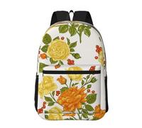 Hnnkloy Peonía de flor amarilla,Mochila informal de 17 pulgadas con bolsillos, resistente al agua, para la escuela.