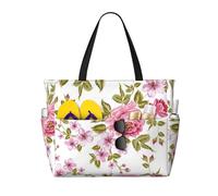 Hnnkloy Peonías de color rosa paja,Bolso de playa de gran capacidad, bolso de hombro de viaje para mujer, bolso de mano impermeable.