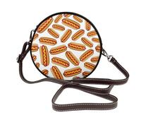 Hnnkloy Perrito caliente de comida rápida,Bolso de hombro de piel sintética, bolso cruzado redondo - Bolso circular para mujer