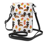 Hnnkloy Perrito caliente y papas fritas de perro salchicha. Comida linda y divertida.,Bolsos para celular para mujer, Bolsos para celular para mujer, bolsos pequeños cruzados de cuero sintético
