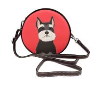 Hnnkloy Perro amigo Schnauzer,Bolso de hombro de piel sintética, bolso cruzado redondo - Bolso circular para mujer