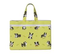 Hnnkloy Perro Boston Terrier de dibujos animados,Bolsa de lona para documentos con cremallera, bolso de mano, maletín para la escuela y la oficina.