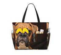 Hnnkloy Perro bóxer,Bolso de playa de gran capacidad, bolso de hombro de viaje para mujer, bolso de mano impermeable.