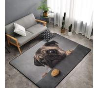Hnnkloy Perro Carlino Gracioso y codicioso, Alfombra Grande Antideslizante para Sala de Estar o Dormitorio, 150 x 100 cm.