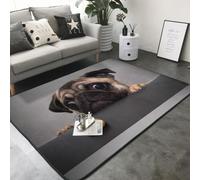 Hnnkloy Perro Carlino Gracioso y codicioso, Alfombra Grande Antideslizante para Sala de Estar o Dormitorio, 208 x 148 cm.
