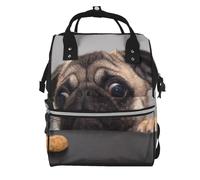 Hnnkloy Perro carlino gracioso y codicioso.Mochila de maternidad de gran capacidad, bolso cambiador, mochila de viaje para actividades al aire libre.