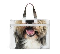 Hnnkloy Perro Collie Barbudo Nariz Divertida,Bolsa de lona para documentos con cremallera, bolso de mano, maletín para la escuela y la oficina.