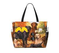 Hnnkloy Perro Labrador Labrador Golden Retriever de otoño agradeciendo,Bolso de playa de gran capacidad, bolso de hombro de viaje para mujer, bolso de mano impermeable.