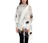 Hnnkloy Perro Papillon esponjoso,Bufanda grande de cachemira sintética para mujer, chal ligero con borlas, 197 x 72 cm