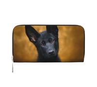 Hnnkloy Perro Pastor alemán Negro Impreso,Carteras de Cuero PU de Gran Capacidad para Hombres y Mujeres.