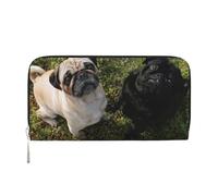 Hnnkloy Perro Pug Blanco y Negro,Carteras de Cuero PU de Gran Capacidad para Hombres y Mujeres.