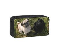 Hnnkloy Perro Pug Blanco y Negro,Estuche de lápices de Gran Capacidad, portátil, para bolígrafos, Bolsa de papelería para la Escuela y la Oficina.