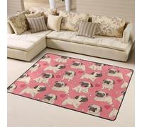 Hnnkloy Perro Pug con Forma de corazón para el Día de San Valentín, Alfombra Grande Antideslizante para Sala de Estar o Dormitorio, 160 x 120 cm.