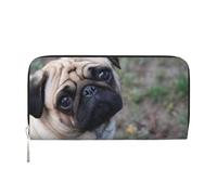 Hnnkloy Perro Pug Impreso,Carteras de Cuero PU de Gran Capacidad para Hombres y Mujeres.