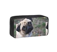 Hnnkloy Perro Pug Impreso,Estuche de lápices de Gran Capacidad, portátil, para bolígrafos, Bolsa de papelería para la Escuela y la Oficina.