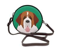 Hnnkloy Perro San Bernardo,Bolso de hombro de piel sintética, bolso cruzado redondo - Bolso circular para mujer