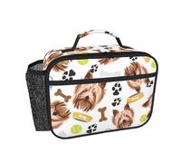 Hnnkloy Perro sonriente Yorkshire Terrier,Bolsa de almuerzo portátil, fiambrera resistente, bolsa isotérmica reutilizable