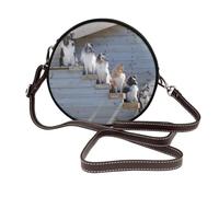 Hnnkloy Perros Border Collie Shetland Sheepdogs Alaskan,Bolso de hombro de piel sintética, bolso cruzado redondo - Bolso circular para mujer