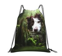 Hnnkloy Perros Border Collie Stone Sweet Brown Mascotas,Mochila con cordón unisex, bolsa deportiva para gimnasio, mochila informal para el día a día.