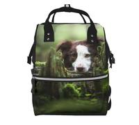 Hnnkloy Perros Border Collie Stone Sweet Brown Mascotas.Mochila de maternidad de gran capacidad, bolso cambiador, mochila de viaje para actividades al aire libre.