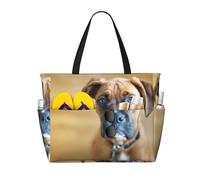 Hnnkloy Perros Boxer, Cachorros, Perros,Bolso de playa de gran capacidad, bolso de hombro de viaje para mujer, bolso de mano impermeable.