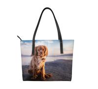 Hnnkloy Perros Cavalier King Charles Spaniel Coast Pets,Bolso de mano de piel sintética, bolso tote de gran capacidad, bolso de hombro para mujer, ideal para el trabajo y los viajes.