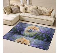 Hnnkloy Perros Chow-Chow Dulces y esponjosos de Color marrón púrpura Salvaje, Alfombra Grande Antideslizante para Sala de Estar o Dormitorio, 160 x 120 cm.