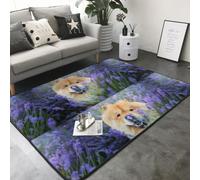 Hnnkloy Perros Chow-Chow Dulces y esponjosos de Color marrón púrpura Salvaje, Alfombra Grande Antideslizante para Sala de Estar o Dormitorio, 208 x 148 cm.