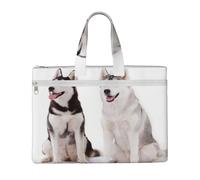 Hnnkloy Perros husky impresos,Bolsa de lona para documentos con cremallera, bolso de mano, maletín para la escuela y la oficina.