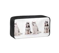 Hnnkloy Perros Husky Impresos,Estuche de lápices de Gran Capacidad, portátil, para bolígrafos, Bolsa de papelería para la Escuela y la Oficina.