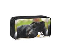 Hnnkloy Perros Labrador Negro Manzanilla Black Retriever,Estuche de lápices de Gran Capacidad, portátil, para bolígrafos, Bolsa de papelería para la Escuela y la Oficina.