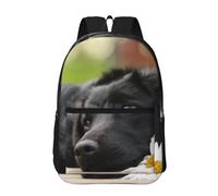 Hnnkloy Perros Labrador Negro Manzanilla Black Retriever,Mochila informal de 17 pulgadas con bolsillos, resistente al agua, para la escuela.