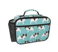 Hnnkloy Perros Papillon Lindo Perro Spaniel de Juguete,Bolsa de almuerzo portátil, fiambrera resistente, bolsa isotérmica reutilizable