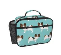 Hnnkloy Perros Papillon Lindo Perro Spaniel de Juguete,Bolsa de almuerzo portátil, fiambrera resistente, bolsa isotérmica reutilizable