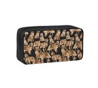 Hnnkloy Perros perdigueros de Oro,Estuche de lápices de Gran Capacidad, portátil, para bolígrafos, Bolsa de papelería para la Escuela y la Oficina.