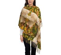 Hnnkloy Perros Westie Autumn West Highland White Terrier,Bufanda grande de cachemira sintética para mujer, chal ligero con borlas, 197 x 72 cm