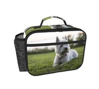 Hnnkloy Perros Westie Lawn West Highland White Terrier,Bolsa de almuerzo portátil, fiambrera resistente, bolsa isotérmica reutilizable